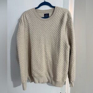 J. Crew Quilted Cream Crewneck Sweater Sz L